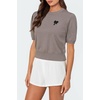 image:imageArachampCloz Womens Puff Short Sleeve Shirts 2025 Summer Crew Neck Sequin Cute Crop Tops Trendy Casual PulloverCoffee