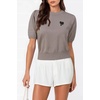 image:imageArachampCloz Womens Puff Short Sleeve Shirts 2025 Summer Crew Neck Sequin Cute Crop Tops Trendy Casual PulloverCoffee