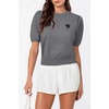image:imageArachampCloz Womens Puff Short Sleeve Shirts 2025 Summer Crew Neck Sequin Cute Crop Tops Trendy Casual PulloverDark Grey
