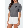 image:imageArachampCloz Womens Puff Short Sleeve Shirts 2025 Summer Crew Neck Sequin Cute Crop Tops Trendy Casual PulloverDark Grey