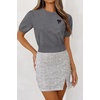 image:imageArachampCloz Womens Puff Short Sleeve Shirts 2025 Summer Crew Neck Sequin Cute Crop Tops Trendy Casual PulloverDark Grey
