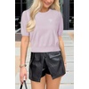 image:imageArachampCloz Womens Puff Short Sleeve Shirts 2025 Summer Crew Neck Sequin Cute Crop Tops Trendy Casual PulloverLight Pink