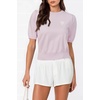 image:imageArachampCloz Womens Puff Short Sleeve Shirts 2025 Summer Crew Neck Sequin Cute Crop Tops Trendy Casual PulloverLight Pink