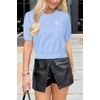 image:imageArachampCloz Womens Puff Short Sleeve Shirts 2025 Summer Crew Neck Sequin Cute Crop Tops Trendy Casual PulloverSky Blue
