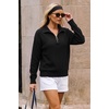 image:imageArachampCloz Womens Quarter Zip Polo Collar Fall Work Casual Pullover TopsBlack