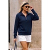 image:imageArachampCloz Womens Quarter Zip Polo Collar Fall Work Casual Pullover TopsNavy