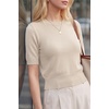 image:imageArachampCloz Womens Short Sleeve Sweater Cropped Crew Neck Summer TopsApricot