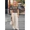 image:imageArachampCloz Womens Short Sleeve Sweater Cropped Crew Neck Summer TopsCoffee
