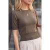image:imageArachampCloz Womens Short Sleeve Sweater Cropped Crew Neck Summer TopsCoffee