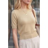 image:imageArachampCloz Womens Short Sleeve Sweater Cropped Crew Neck Summer TopsKhaki