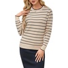 image:imageArachampCloz Womens Soft Knit Fall Winter Sweater Business Casual Basic TopsStriped Apricot Black