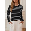 image:imageArachampCloz Womens Soft Knit Fall Winter Sweater Business Casual Basic TopsStriped Black White