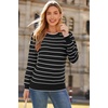 image:imageArachampCloz Womens Soft Knit Fall Winter Sweater Business Casual Basic TopsStriped Black White
