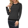 image:imageArachampCloz Womens Soft Knit Fall Winter Sweater Business Casual Basic TopsStriped Black White