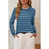 image:imageArachampCloz Womens Soft Knit Fall Winter Sweater Business Casual Basic TopsStriped Blue White