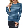 image:imageArachampCloz Womens Soft Knit Fall Winter Sweater Business Casual Basic TopsStriped Blue White