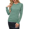 image:imageArachampCloz Womens Soft Knit Fall Winter Sweater Business Casual Basic TopsStriped Green White