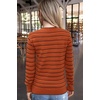 image:imageArachampCloz Womens Soft Knit Fall Winter Sweater Business Casual Basic TopsStriped Pumpkin Black