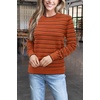 image:imageArachampCloz Womens Soft Knit Fall Winter Sweater Business Casual Basic TopsStriped Pumpkin Black