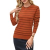 image:imageArachampCloz Womens Soft Knit Fall Winter Sweater Business Casual Basic TopsStriped Pumpkin Black