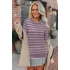 image:imageArachampCloz Womens Soft Knit Fall Winter Sweater Business Casual Basic TopsStriped Purple White