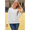 image:imageArachampCloz Womens Soft Knit Fall Winter Sweater Business Casual Basic TopsStriped White Black