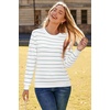 image:imageArachampCloz Womens Soft Knit Fall Winter Sweater Business Casual Basic TopsStriped White Green