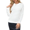 image:imageArachampCloz Womens Soft Knit Fall Winter Sweater Business Casual Basic TopsStriped White Green