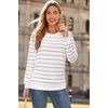 image:imageArachampCloz Womens Soft Knit Fall Winter Sweater Business Casual Basic TopsStriped White Purple