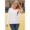 image:imageArachampCloz Womens Soft Knit Fall Winter Sweater Business Casual Basic TopsStriped White Purple