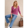 image:imageArachampCloz Womens Wool Blend 2 in 1 Patchwork V Neck Casual Sweater TopsFuchsia