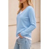 image:imageArachampCloz Womens Wool Blend 2 in 1 Patchwork V Neck Casual Sweater TopsLight Blue