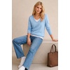 image:imageArachampCloz Womens Wool Blend 2 in 1 Patchwork V Neck Casual Sweater TopsLight Blue