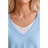 image:imageArachampCloz Womens Wool Blend 2 in 1 Patchwork V Neck Casual Sweater TopsLight Blue
