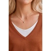 image:imageArachampCloz Womens Wool Blend 2 in 1 Patchwork V Neck Casual Sweater TopsTerracotta