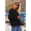 image:imageArachampCloz Womens Wool Blend Cable Knit Spring Winter Chunky Oversized Sweaters 2026Black