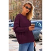 image:imageArachampCloz Womens Wool Blend Cable Knit Spring Winter Chunky Oversized Sweaters 2026Burgundy Dark Red