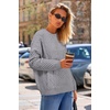 image:imageArachampCloz Womens Wool Blend Cable Knit Spring Winter Chunky Oversized Sweaters 2026Light Grey