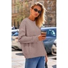 image:imageArachampCloz Womens Wool Blend Cable Knit Spring Winter Chunky Oversized Sweaters 2026Light Nutmeg