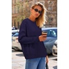 image:imageArachampCloz Womens Wool Blend Cable Knit Spring Winter Chunky Oversized Sweaters 2026Navy