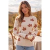 image:imageArachampCloz Womens Wool Blend Classic Crew Neck Casual Fall SweatersMaple Leaf Beige