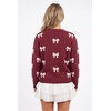 image:imageArachampCloz Womens Wool Blend Crew Neck Color Block Pullover SweaterBow Burgundy White