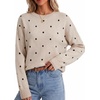 image:imageArachampCloz Womens Wool Blend Crew Neck Color Block Pullover SweaterPolka Dot Beige