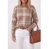 image:imageArachampCloz Womens Wool Blend Crew Neck Color Block Pullover SweaterTan