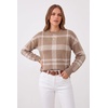 image:imageArachampCloz Womens Wool Blend Crew Neck Color Block Pullover SweaterTan