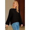 image:imageArachampCloz Womens Wool Blend Crewneck Fall Trendy Oversized Waffle Sweaters 2026Black