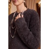 image:imageArachampCloz Womens Wool Blend Faux Fur Crew Neck Fall Dressy Pullover TopsBrown