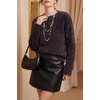 image:imageArachampCloz Womens Wool Blend Faux Fur Crew Neck Fall Dressy Pullover TopsBrown