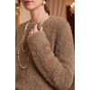 image:imageArachampCloz Womens Wool Blend Faux Fur Crew Neck Fall Dressy Pullover TopsCoffee