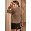 image:imageArachampCloz Womens Wool Blend Faux Fur Crew Neck Fall Dressy Pullover TopsCoffee